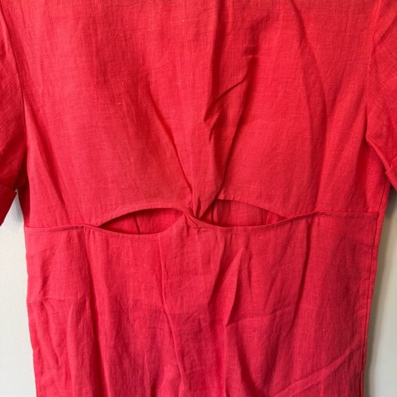Maje Size 38 Cutout Twisted 100% Linen Midi Shirt Dress - Picture 8 of 10